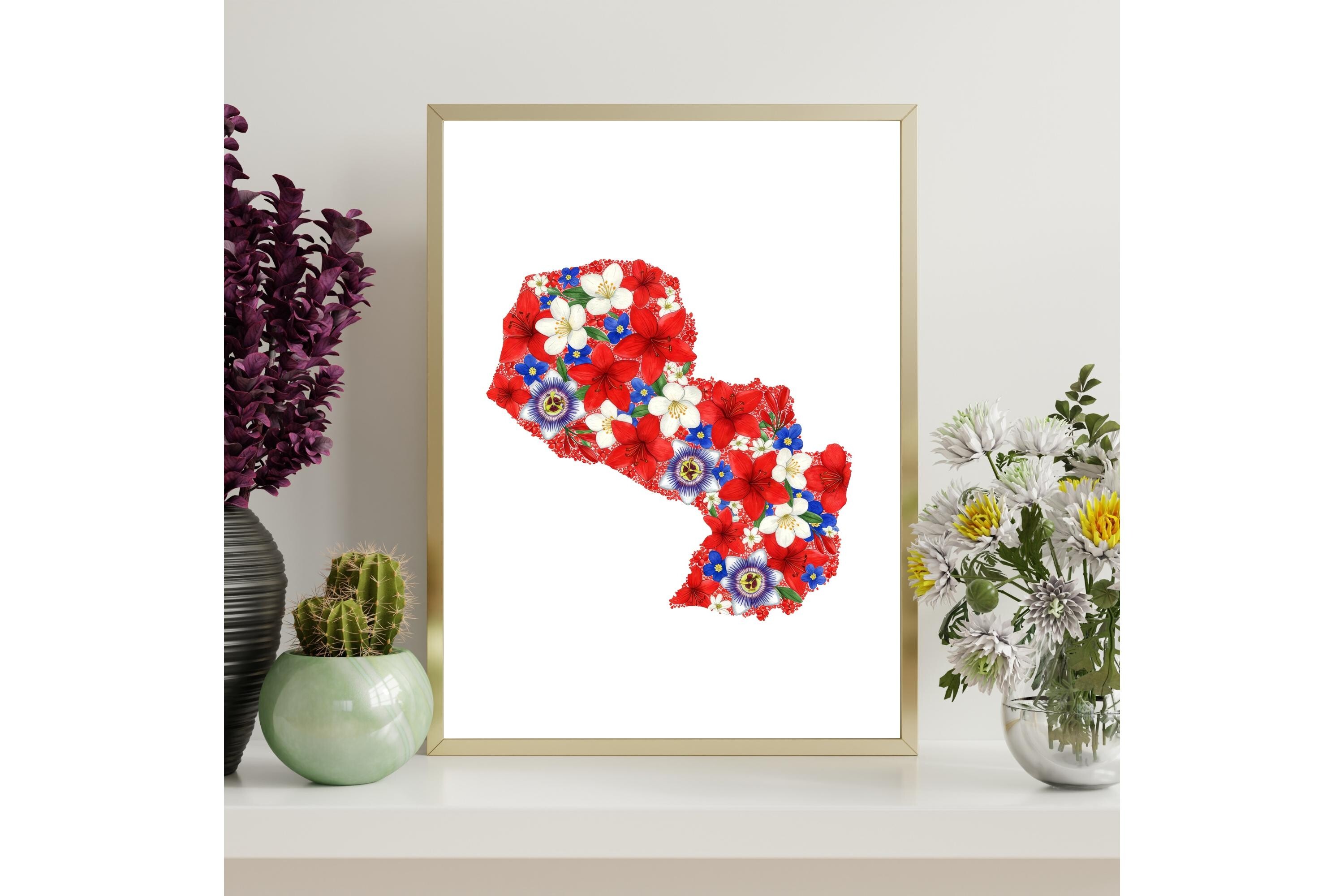 Paraguay Map Outline Printable Wall Art