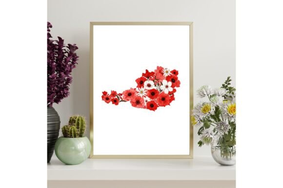 Printable Austria Floral Country Map
