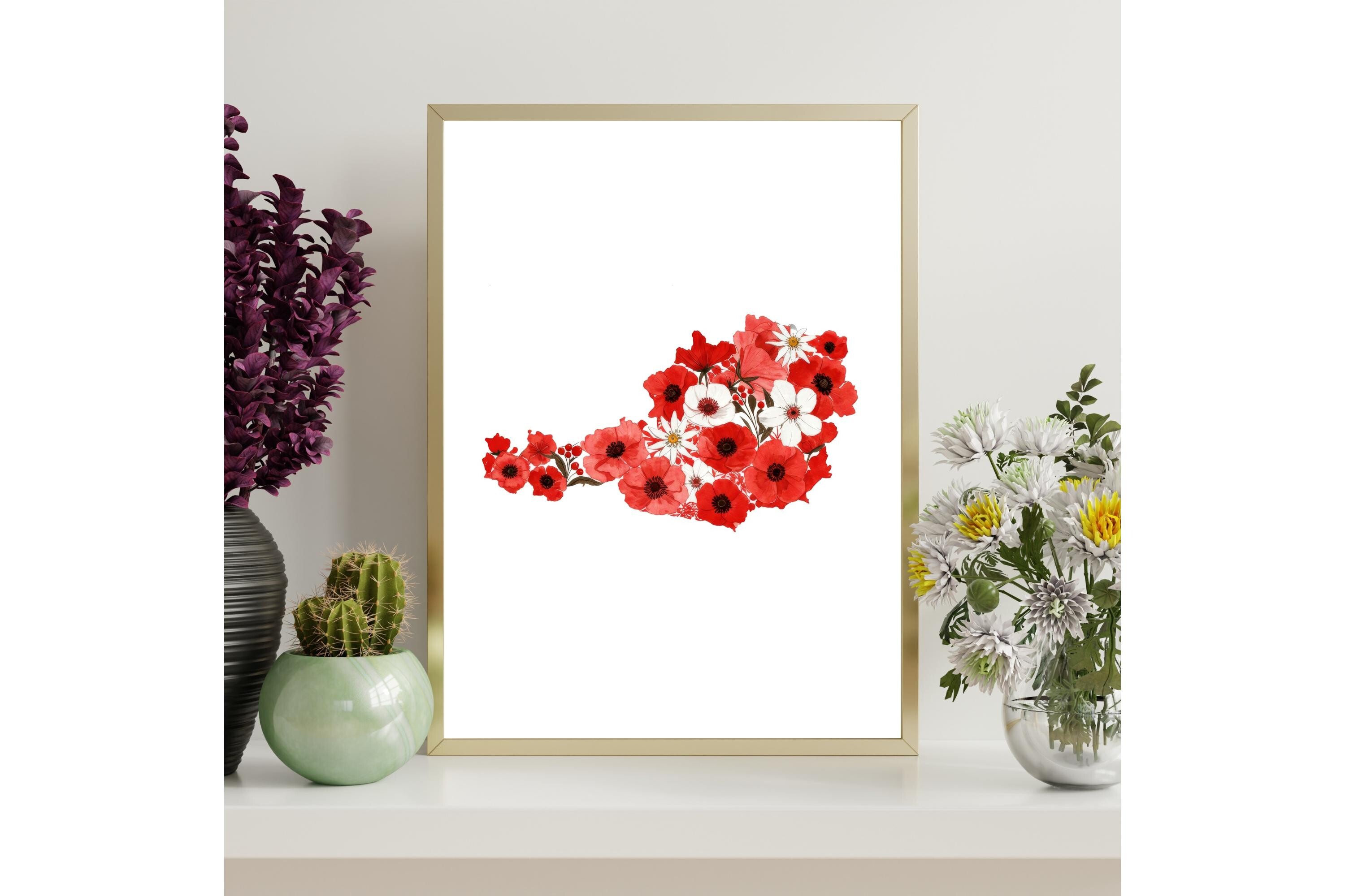 Printable Austria Floral Country Map