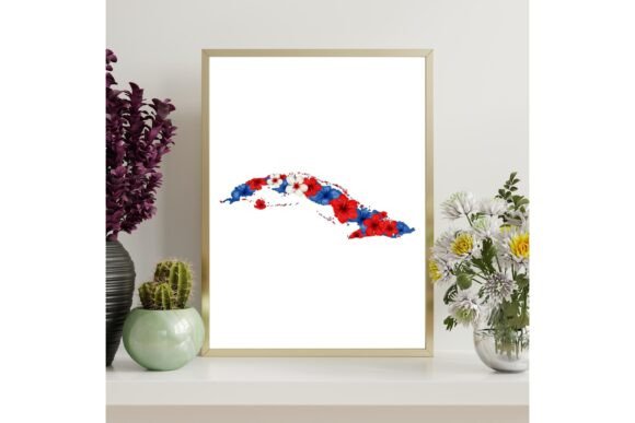Printable Cuba Country Outline Wall Art