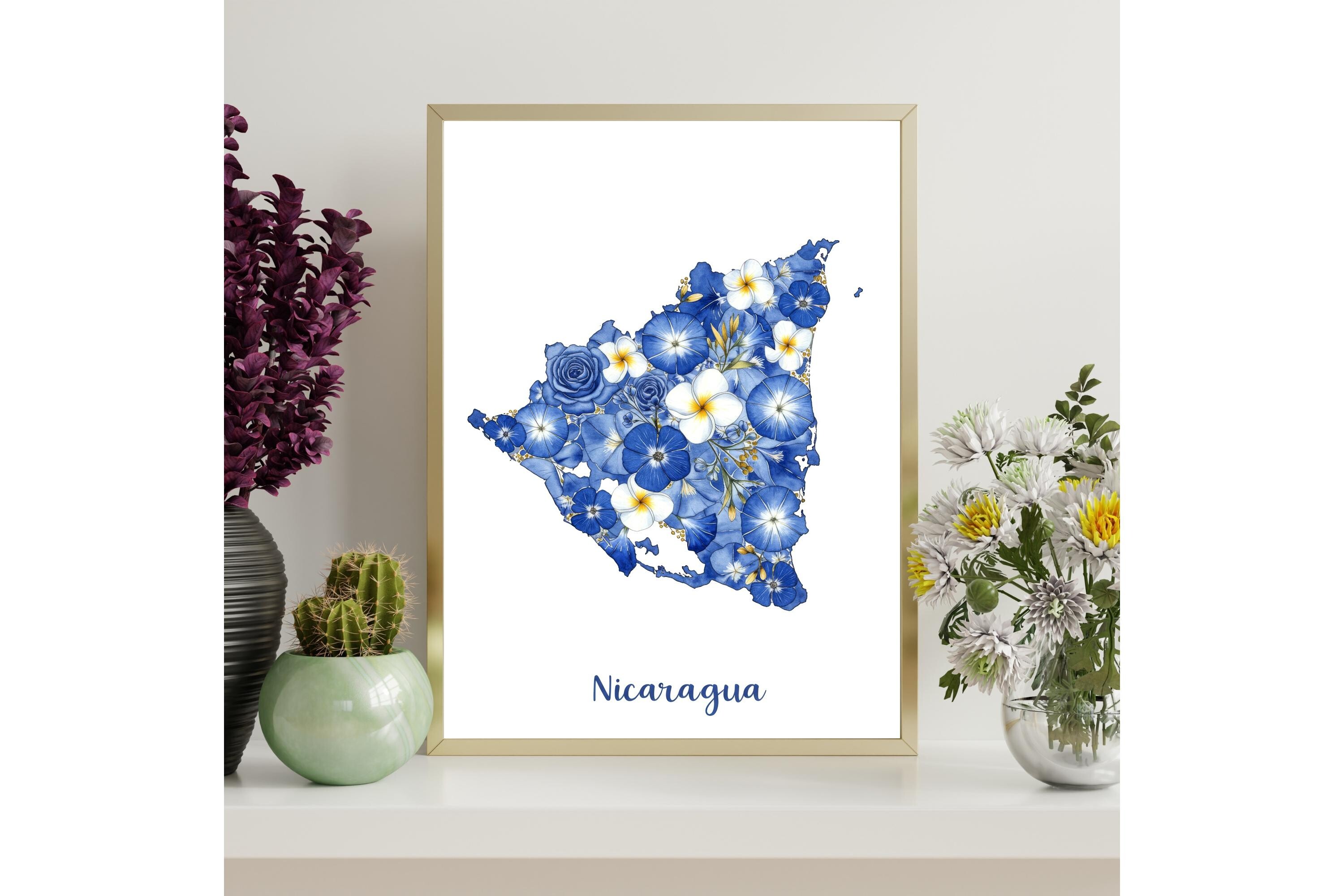 Printable Nicaragua Map Wall Art