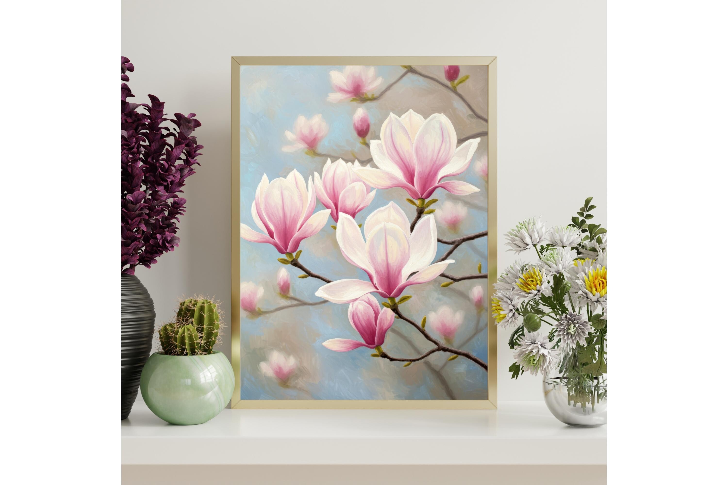 Printable Pink Magnolia Wall Art