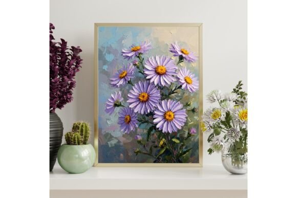 Purple Aster Painting Printable Wall Art