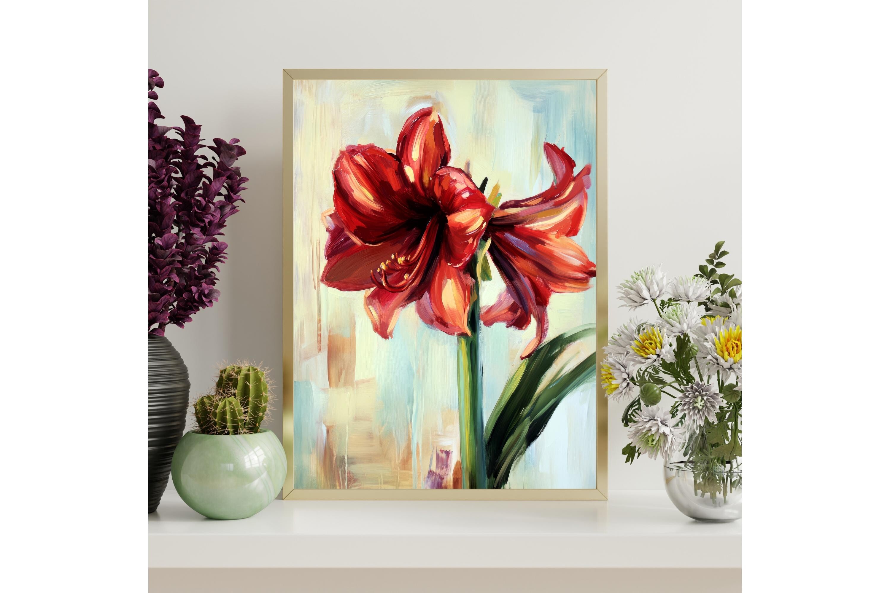Red Amaryllis Printable Wall Art