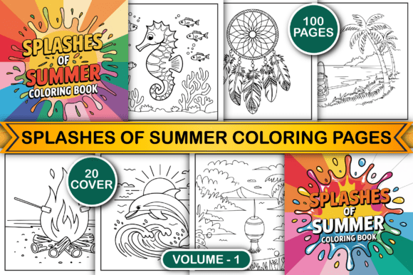 Splashes of Summer Coloring Pages V-1 Graphic by Shahidul-Art ...
