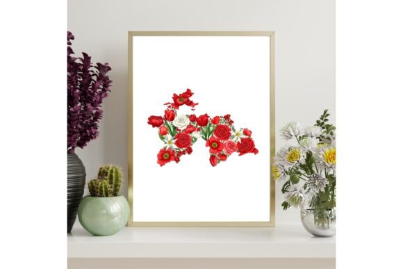 Tajikistan Map Floral Wall Art