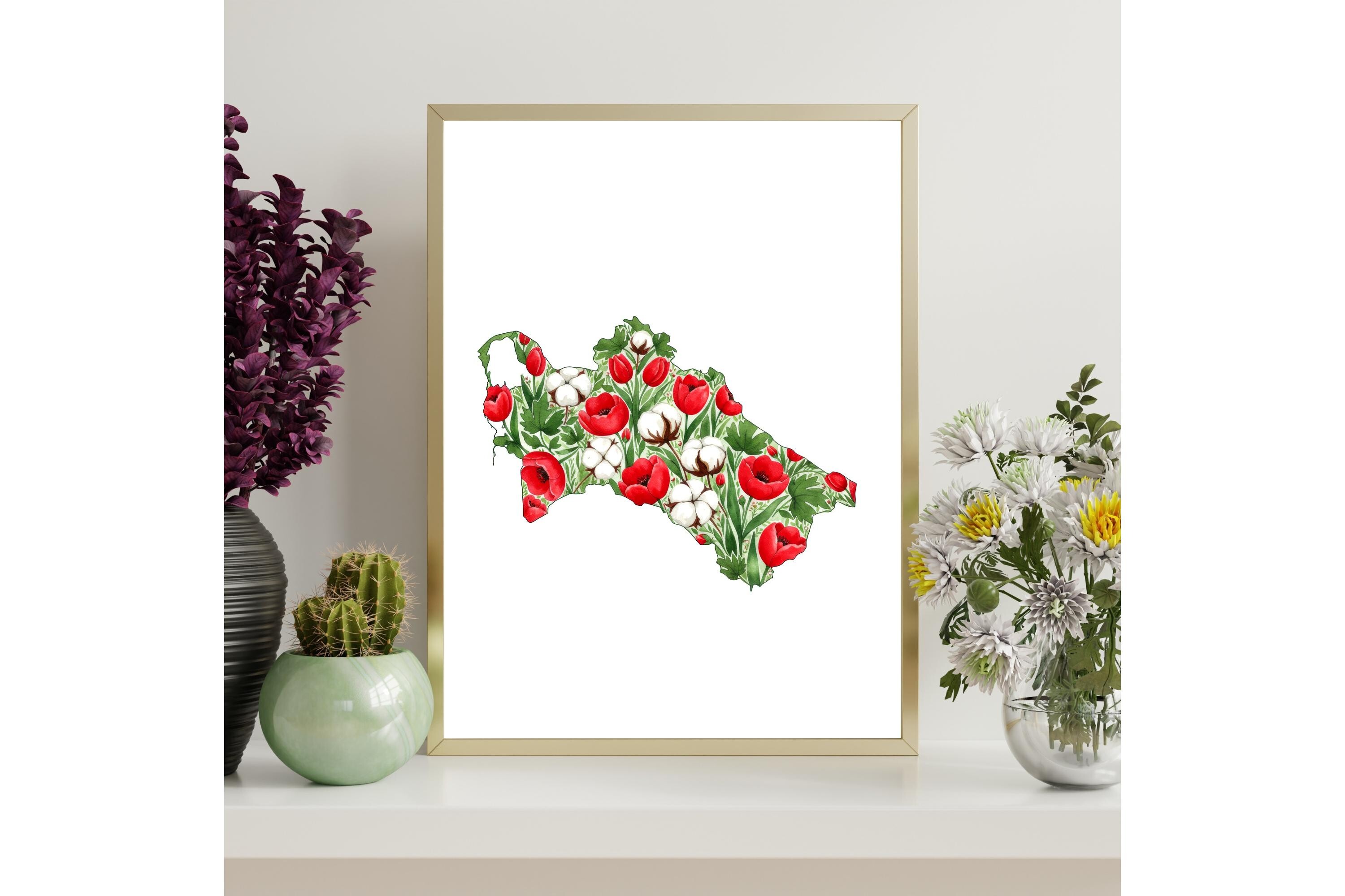 Turkmenistan Map Printable Wall Art