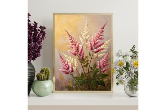 Vintage Astilbe Floral Printable Wall