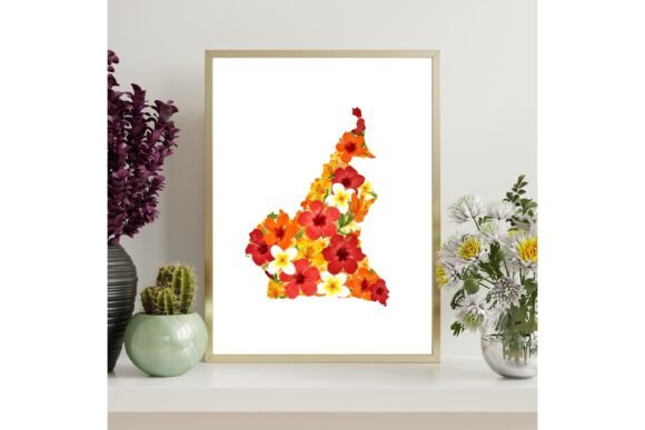 Watercolor Cameroon Map Printable Art