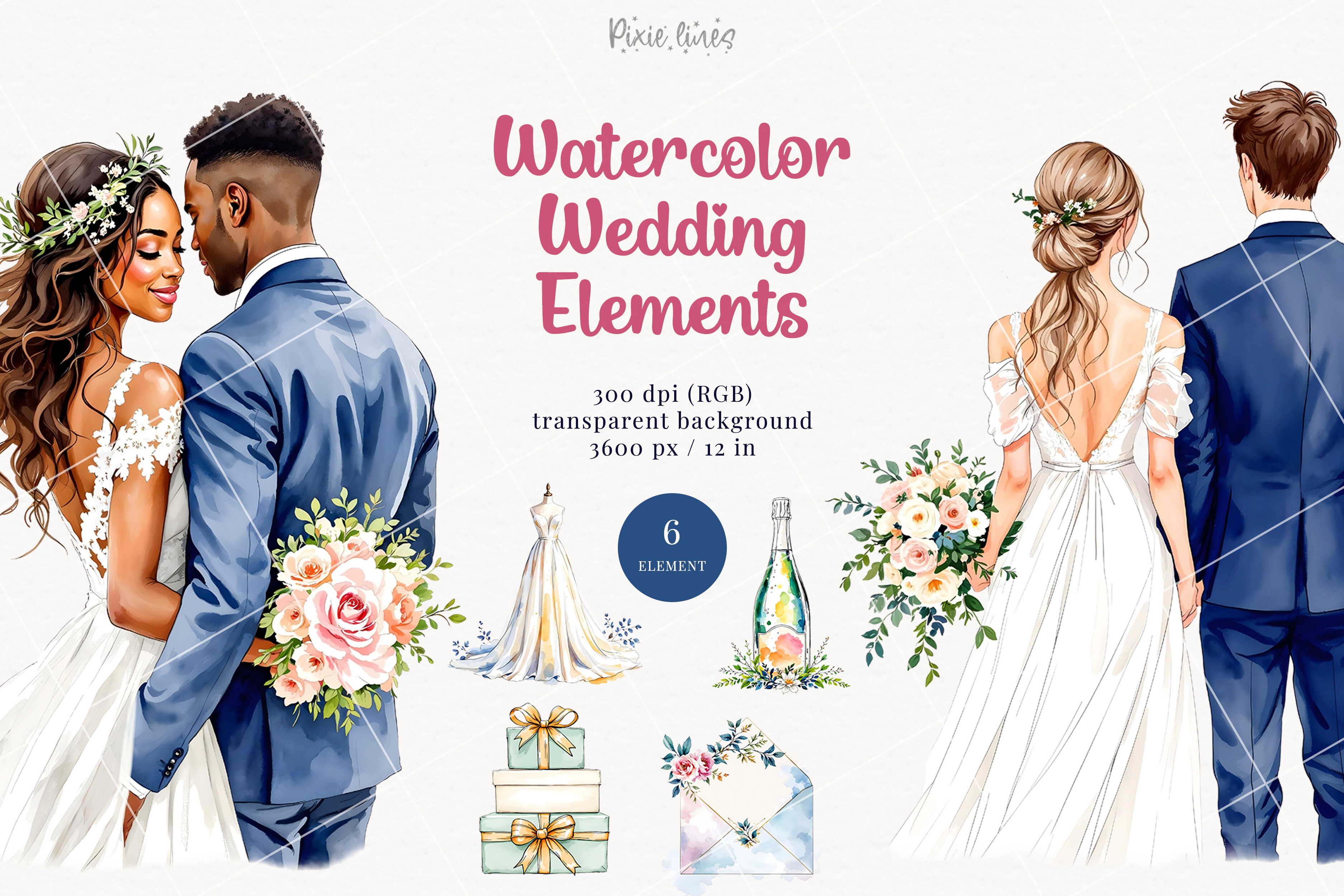 Watercolor Wedding Clipart Collection Graphic by Pixie Lines · Creative ...