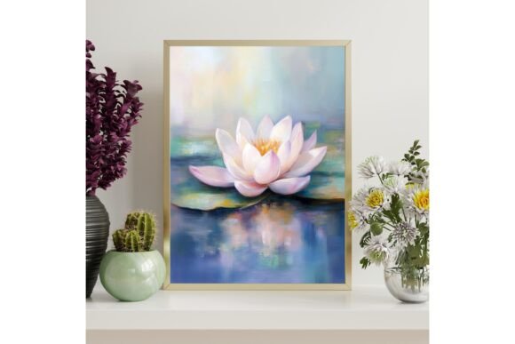 White Lotus Flower Printable Wall Art