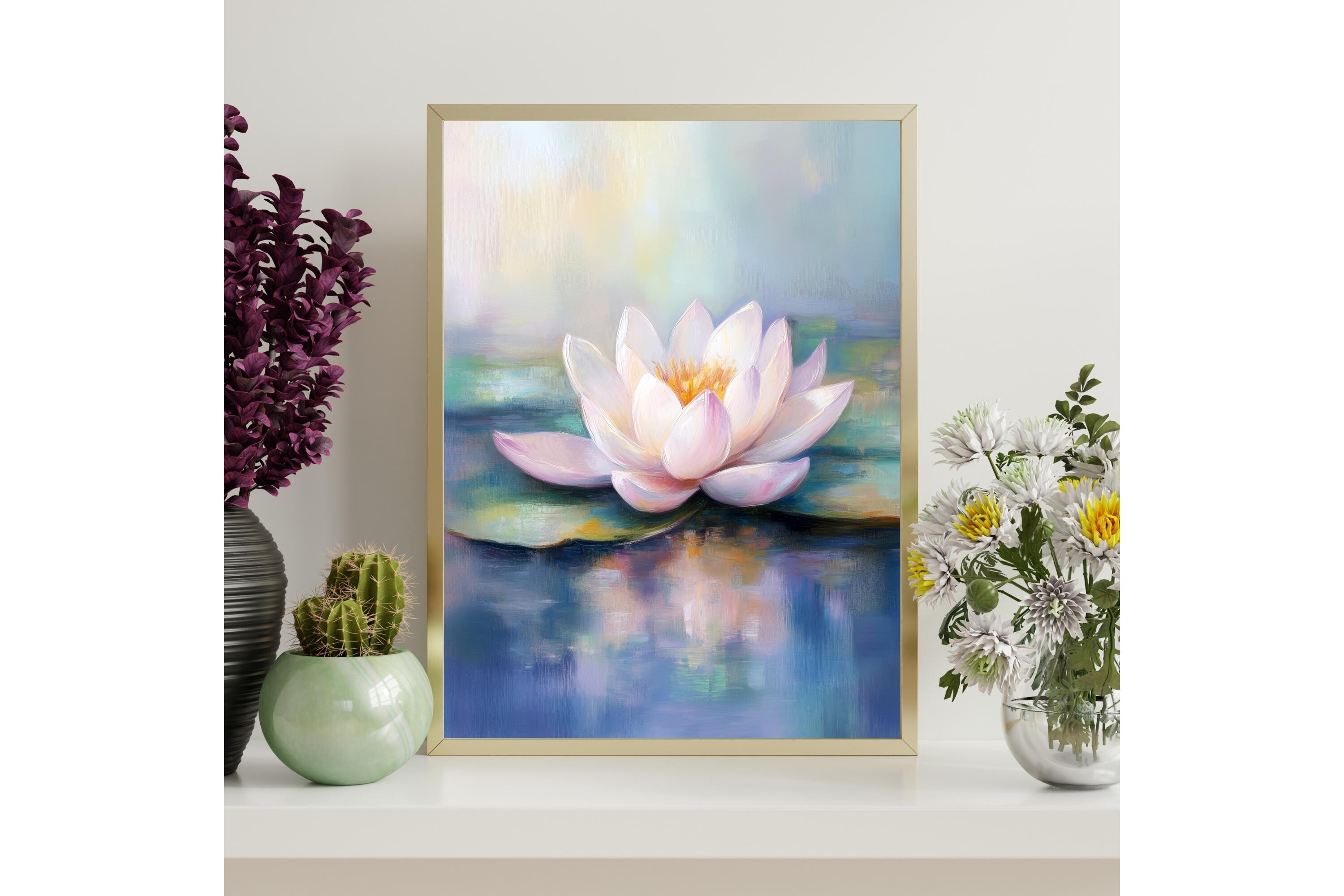 White Lotus Flower Printable Wall Art