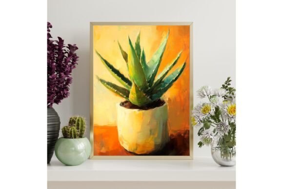 Aloe Vera Oil Painting Printable Art