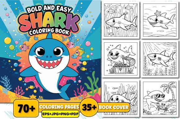BOLD and EASY Shark Coloring Book Kids