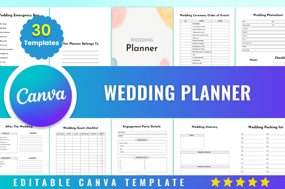 Editable Wedding Planner Kdp Canva