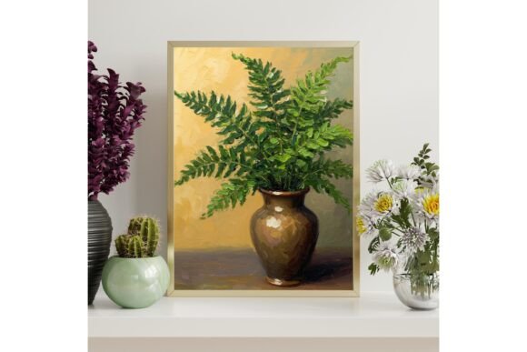 Elegant Fern Oil Painting Printable Wall