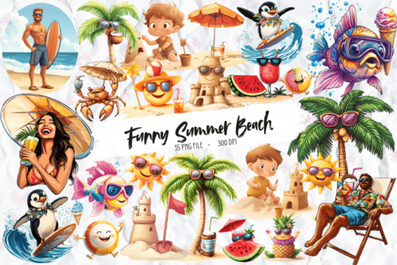 Funny Summer Beach Clipart Graphic by Markicha Art · Creative Fabrica