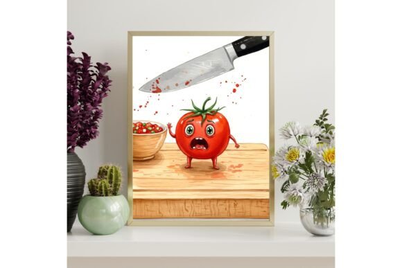 Funny Tomato Cartoon Printable Wall Art