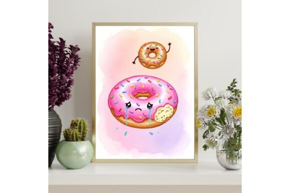 Funny Watercolor Donut Printable Art