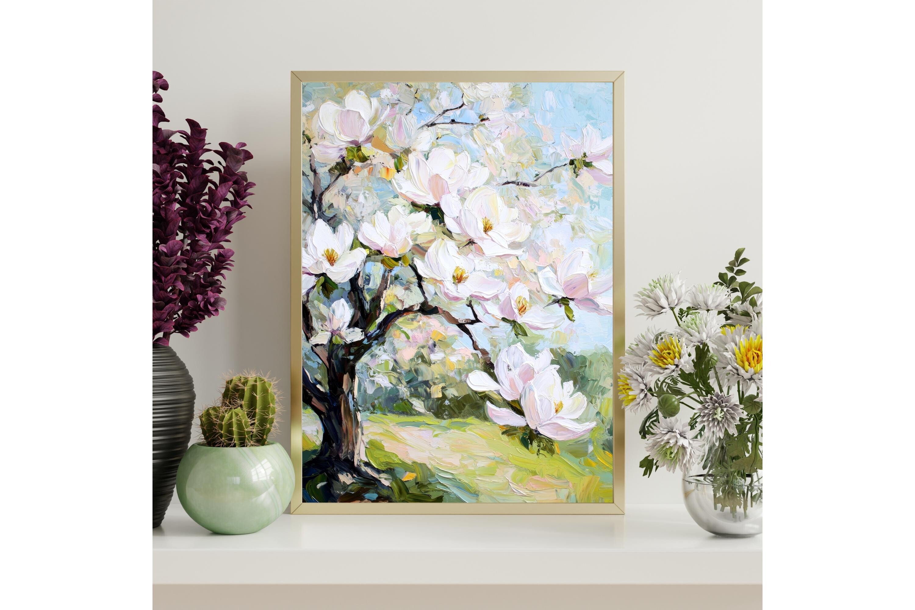 Impressionist Magnolia Blossoms Wall Art