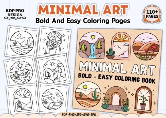 Minimal Art Coloring Book Bold and Easy Grafika Kolorowanki i książki dla dorosłych Przez KDP PRO DESIGN