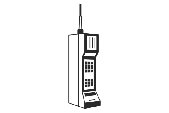 Old Mobile Phone with Antenna Black Line