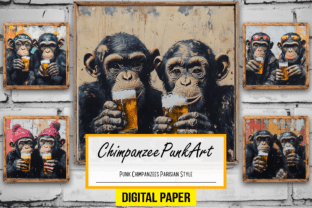 Punk Chimpanzees Parisian Style Artwork Graphic by Canvas Elegance ...