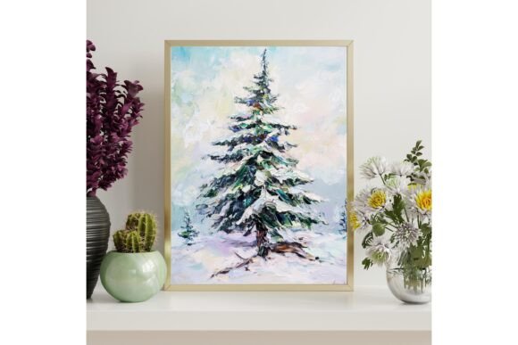 Snowy Pine Tree Printable Wall Art