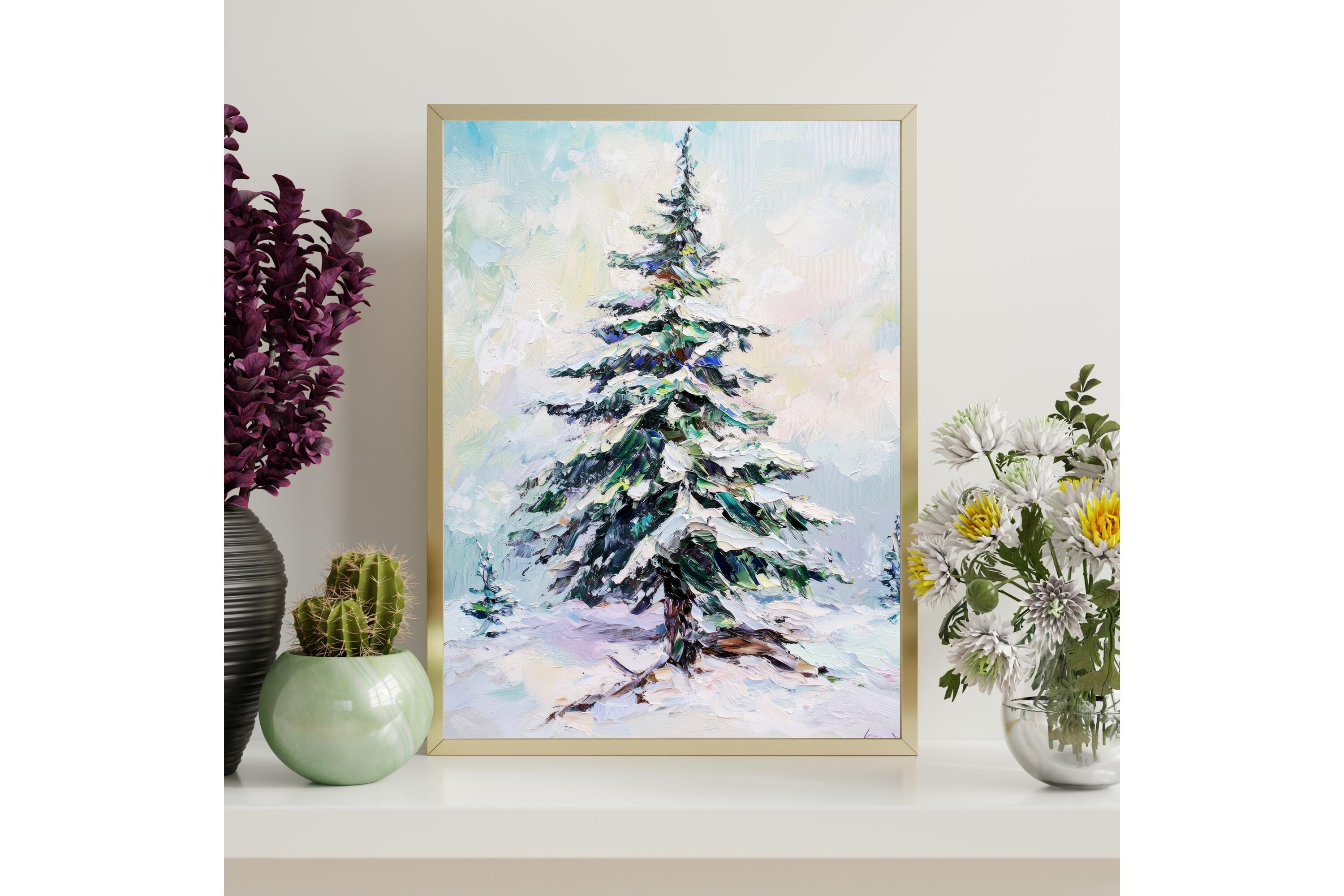 Snowy Pine Tree Printable Wall Art