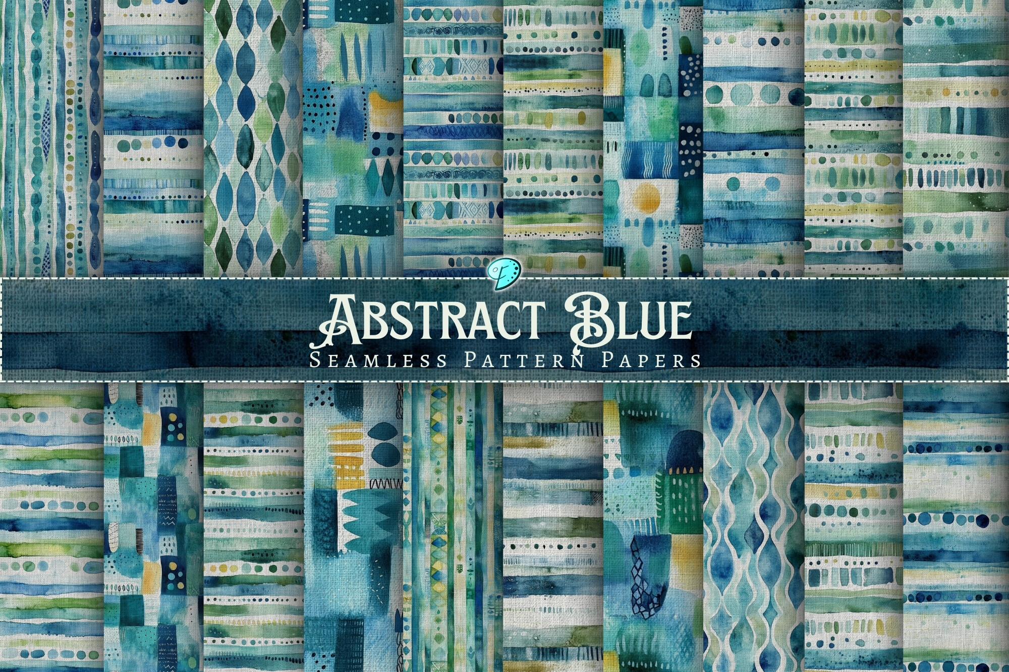 Blue Abstract Document Pattern Abstract Blue Seamless Pattern Papers Graphic by Emily Designs ...