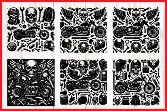 🔥 Badass Skull Biker Vector Bundle Gráfico Manualidades Por Arifin Vector Studio