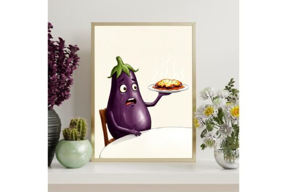 Cute Eggplant Printable Wall Art
