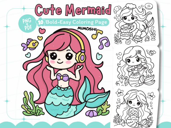 Cute Mermaid Coloring Pages
