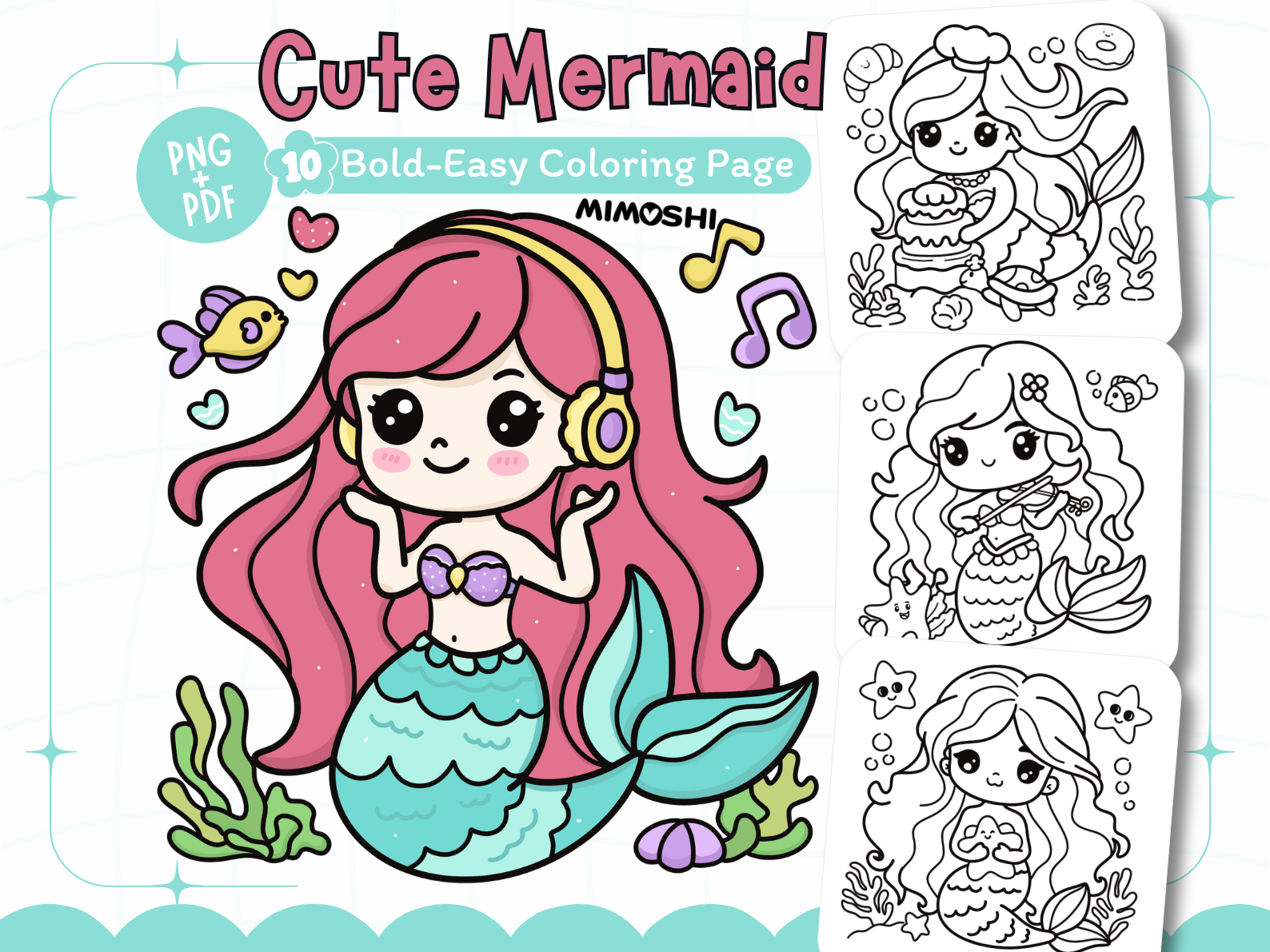 Cute Mermaid Coloring Pages