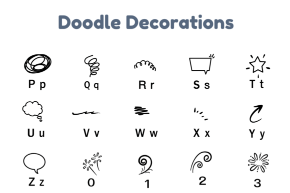 Doodle Decorations Font PNG with transparent background - Preview 4