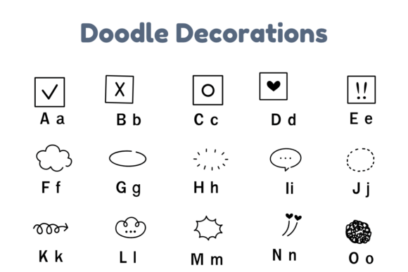 Doodle Decorations Font PNG with transparent background - Preview 5