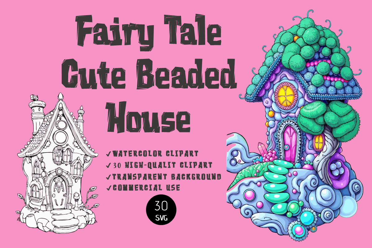 Fairy Tale Cute Beaded House Clip Art Graphic by VeSketch · Creative ...