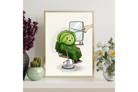 Funny Cabbage Haircut Printable Art