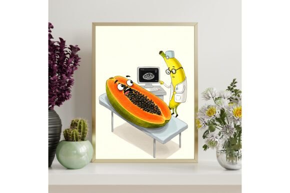 Funny Papaya and Banana Printable Wall