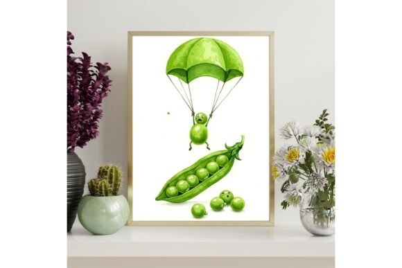 Funny Pea Parachute Printable Wall Art