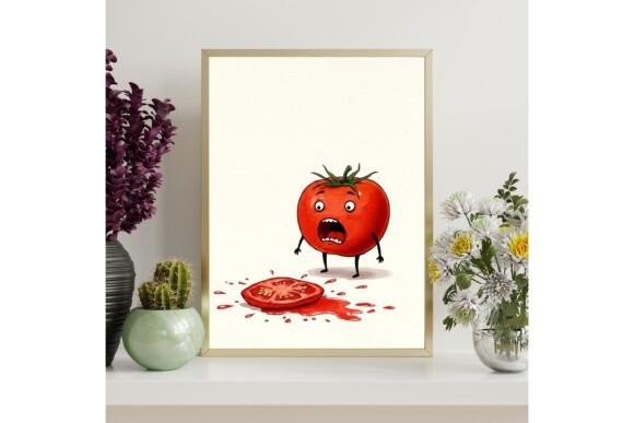 Funny Tomato Shocked Wall Art Print