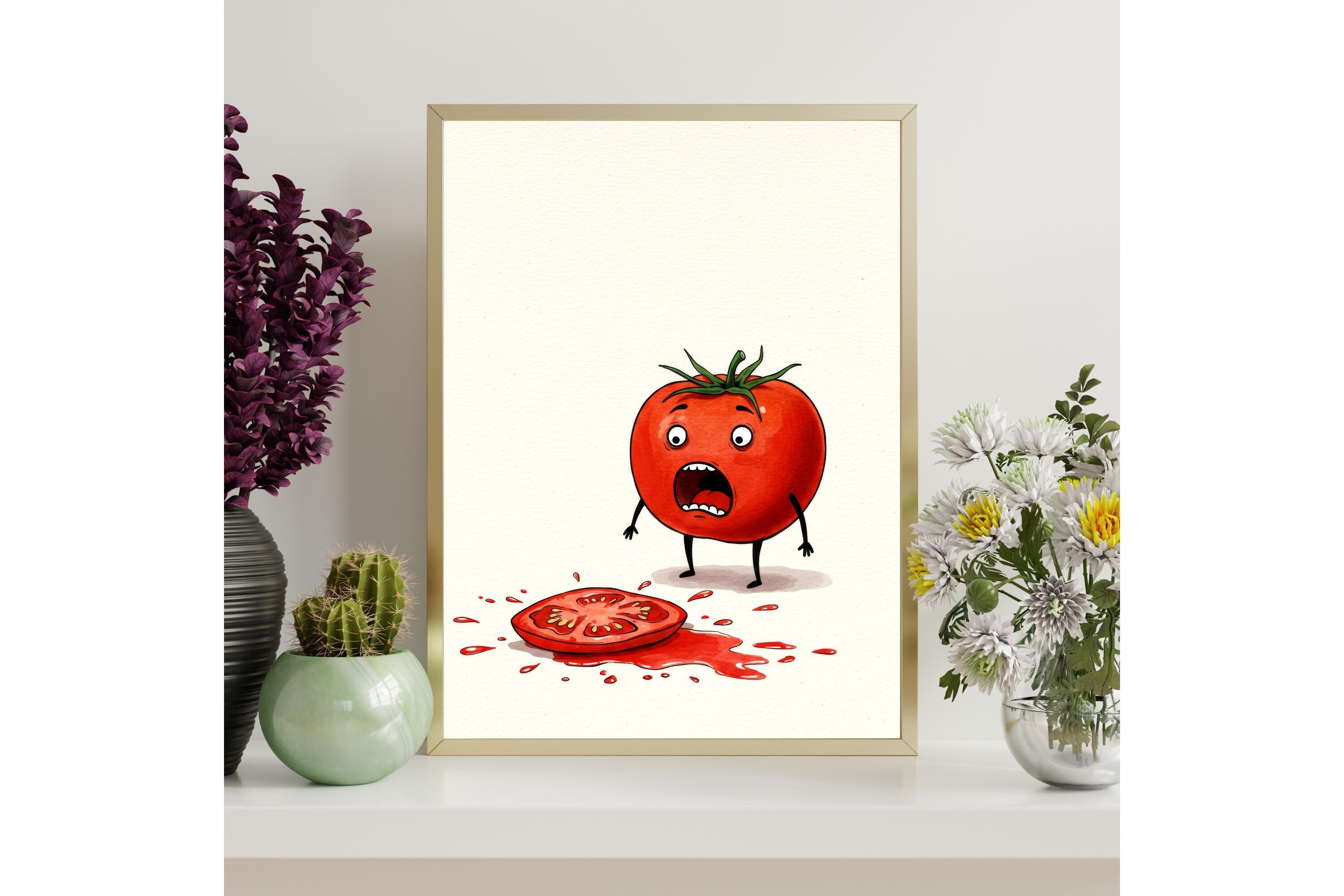 Funny Tomato Shocked Wall Art Print
