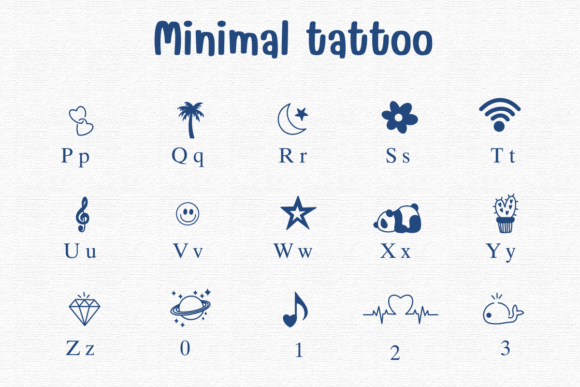Minimal Tattoo Font PNG with transparent background - Preview 2