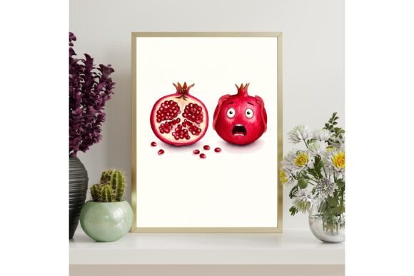 Pomegranate Watercolor Printable Wall