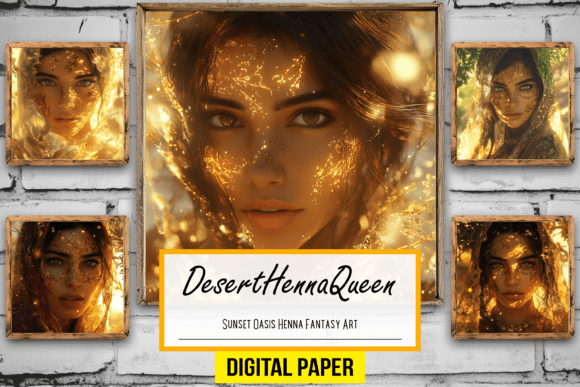 Preview of Sunset Oasis Henna Fantasy Backdrop Arts digital backdrop