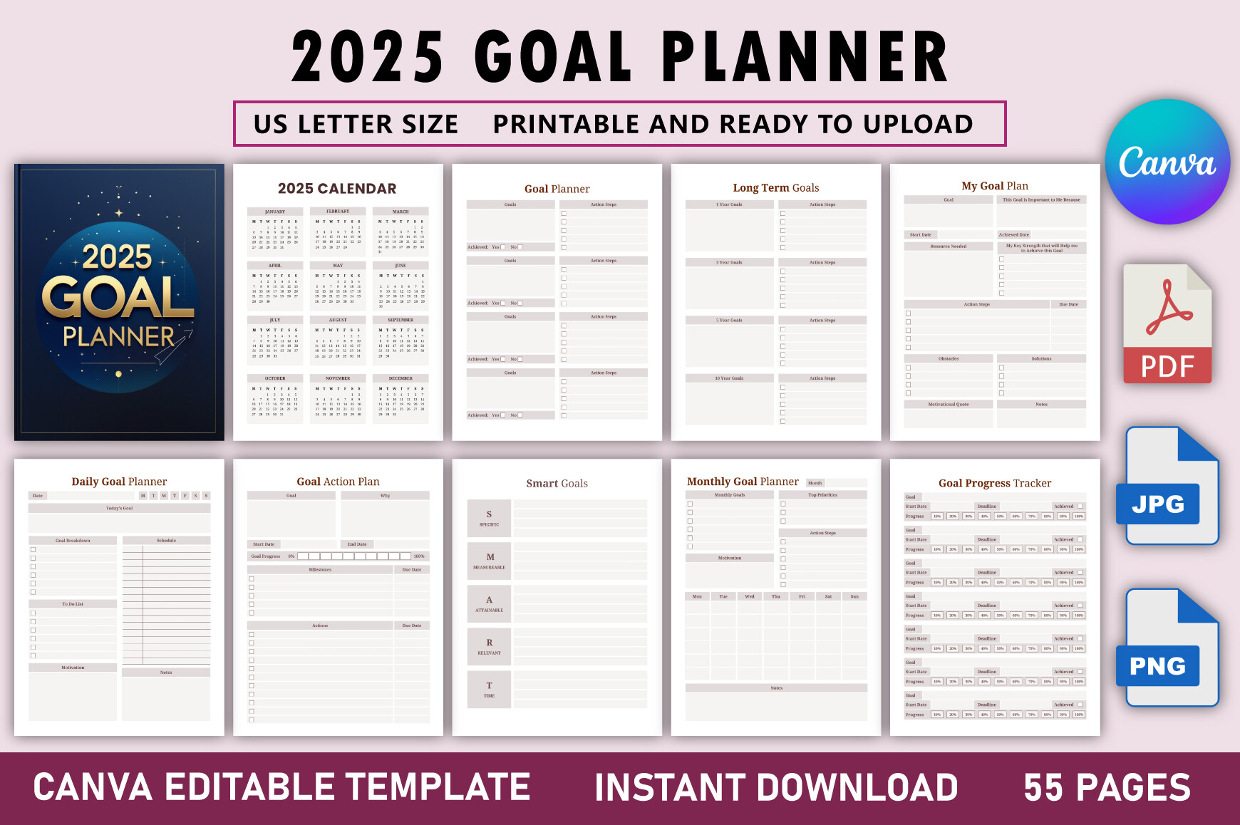 2025 Goal Planner Canva Template Graphic by Tabiya Studio · Creative ...