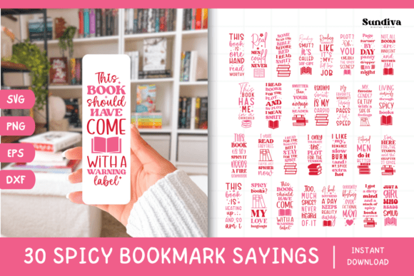30 Spicy Bookmark Saying SVG Bundle