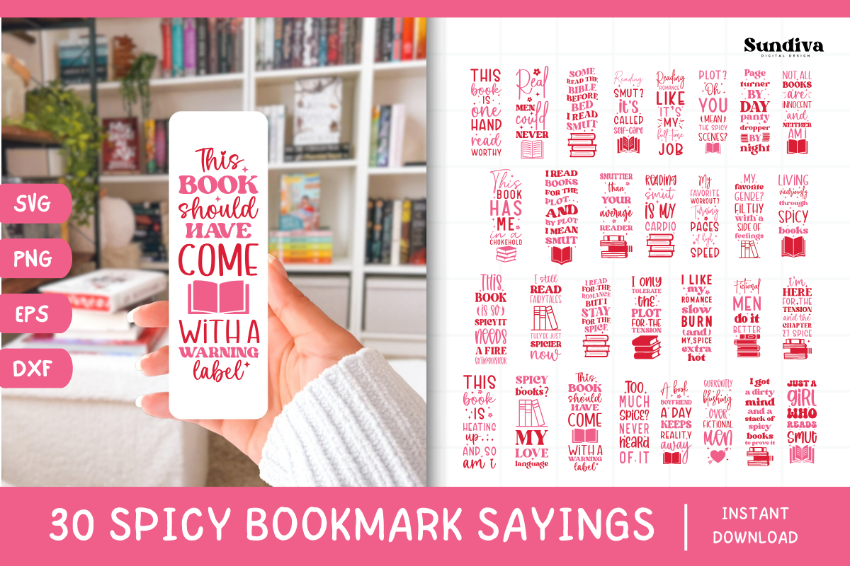 30 Spicy Bookmark Saying SVG Bundle