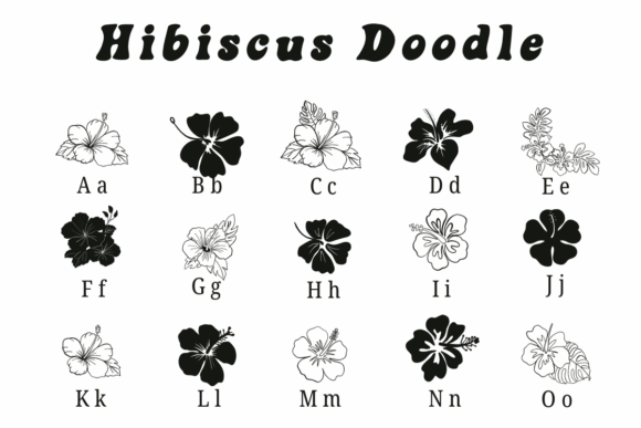 Hibiscus Doodle Font PNG with transparent background - Preview 1