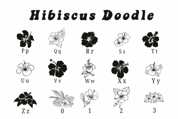 Hibiscus Doodle Font PNG with transparent background - Preview 2